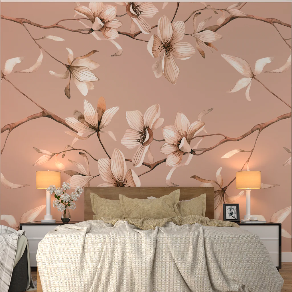 Peach Beautiful Flying Animals Kids Wallpaper | Life n Colors